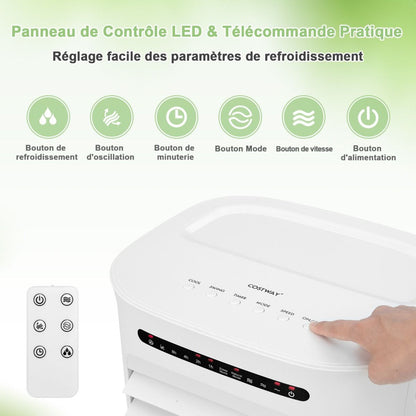 Climatiseur Mobile 3 En 1 Avec Télécommande Minuterie 15H Réservoir 10 L Oscillation Et Modes/Vitesses Variables